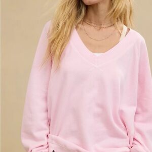 Aerie Downtime Textured V-neck Sweatshirt